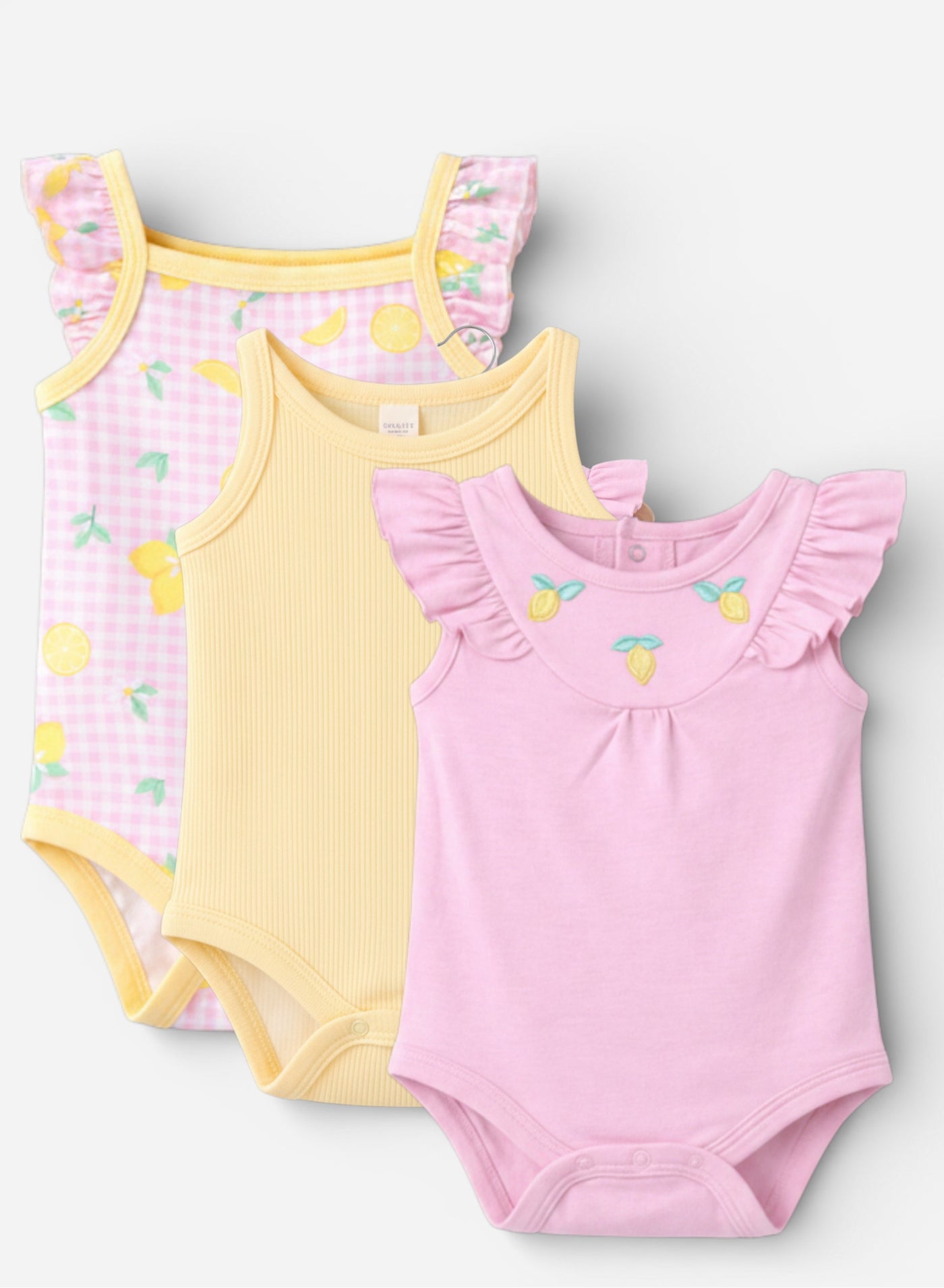 victor and jane Baby Girls’ Bodysuit Multipack (3 Pack) – Frill Sleeve & Fruit Print Bodysuits